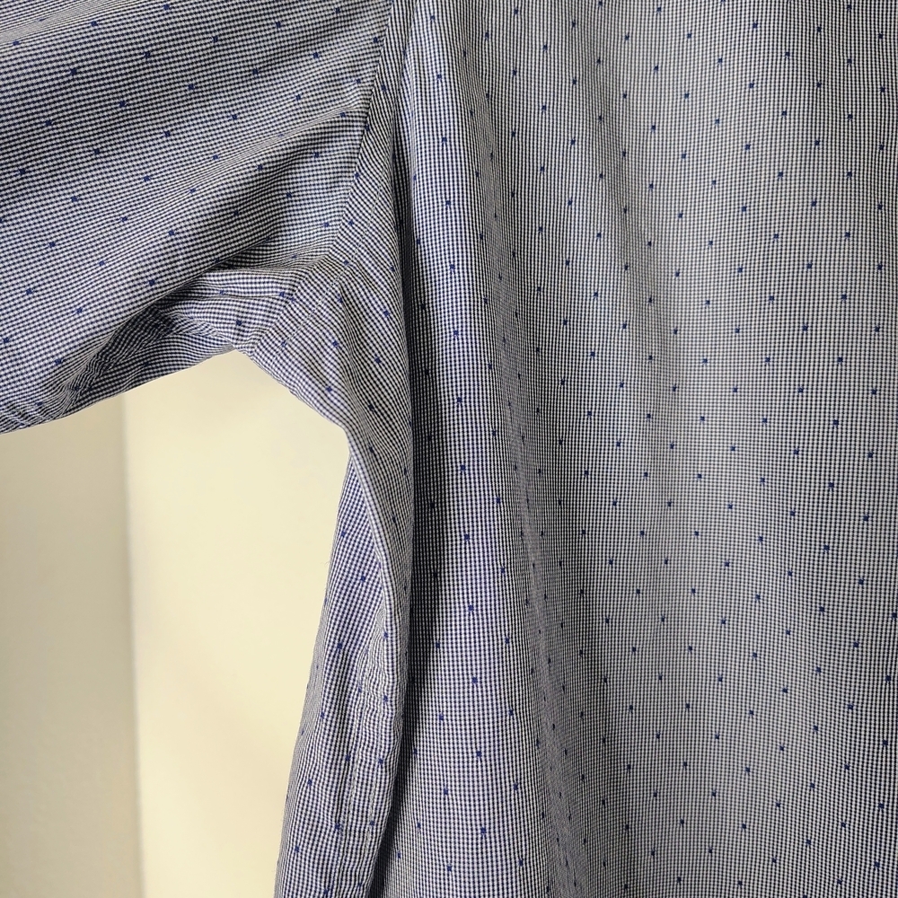 Ted Baker London Men's Blue Micro Print W/Polkadot TextureButton Up Shirt Size 6 - Picture 12 of 14